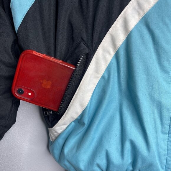 VTG Downhill Racer Jacket Ski Down Fill 80s Puffer Color Block Size M Teal Black - Picture 7 of 12